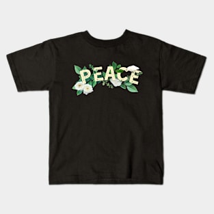 PEACE Letters with Flowers Kids T-Shirt